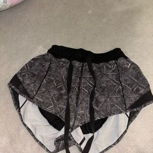 Grey and black lululemon hotty hot shorts
